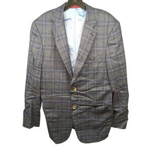Isaia Napoli 38R Mens Plaid Wool Blue Blazer Selvage Silk Lining NEW WITH TAGS!